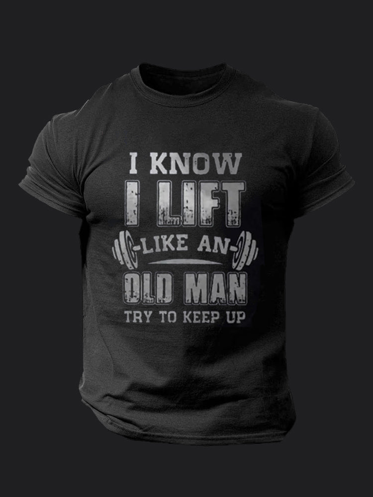 I Know I Lift Like An Old Man BombApe Gym T-shirt