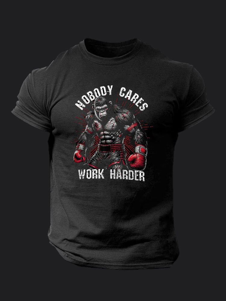 Nobody Cares Work Harder BombApe Gym T-shirt