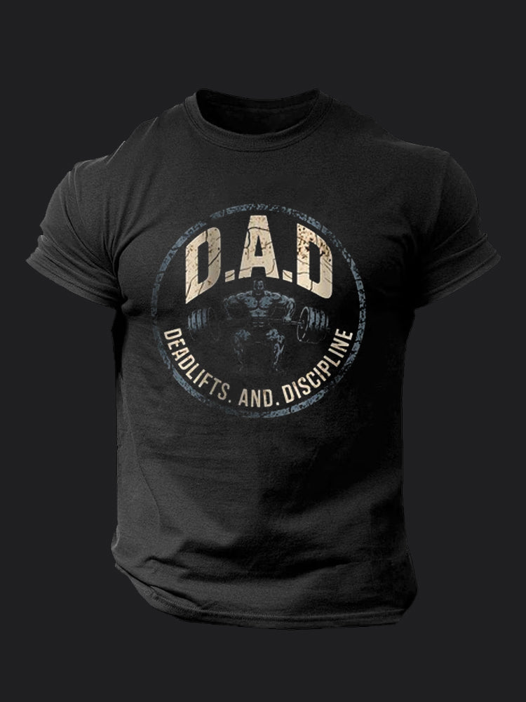 Dad Deadlifts Discipline BombApe Gym T-shirt
