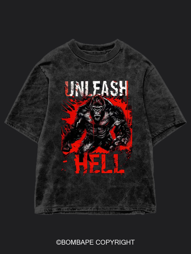 Unleash Hell BombApe Washed Gym T-shirt