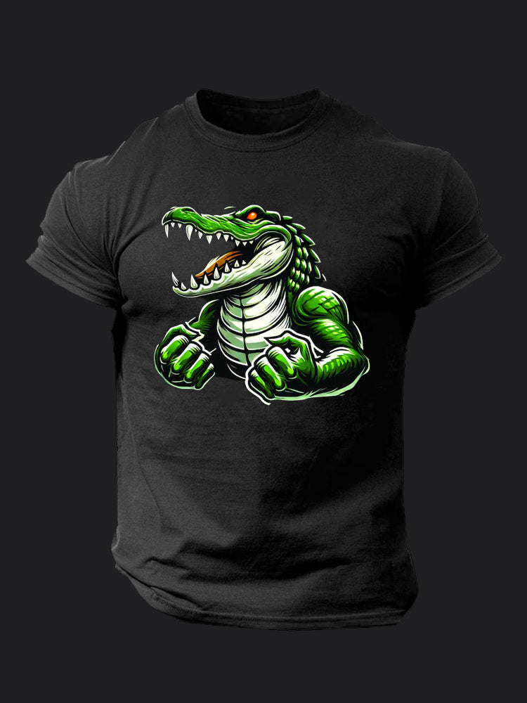 Muscular Green Crocodile BombApe Gym T-shirt