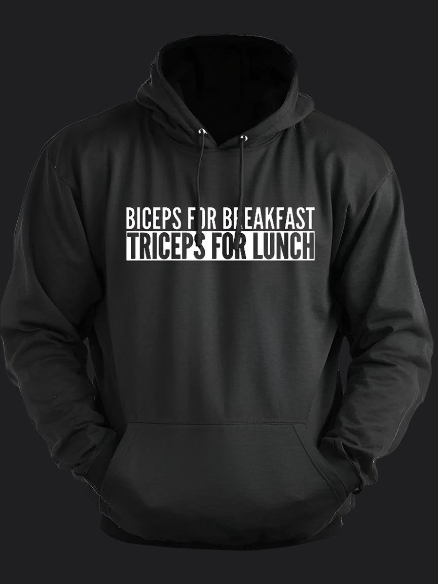 Biceps For Breakfast Triceps For Lunch BombApe Gym Hoodie