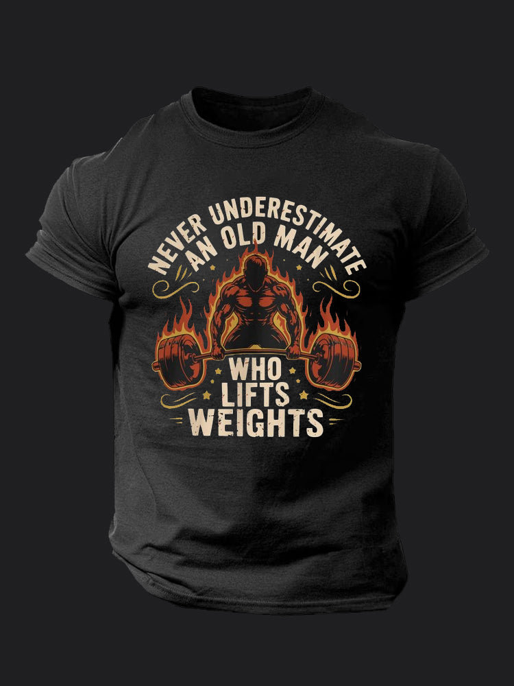 Never Underestimate An Old Man BombApe Gym T-shirt