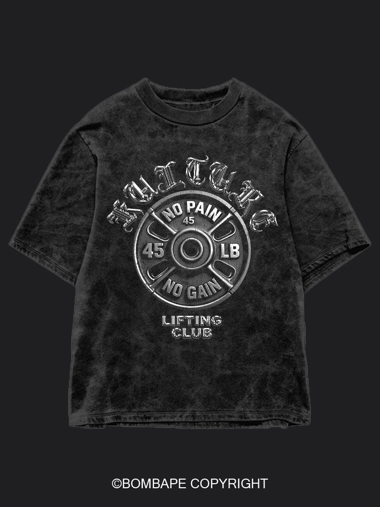 No Pain No Gain BombApe Washed Gym T-shirt
