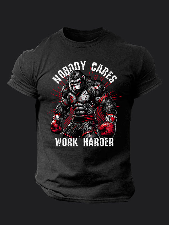Nobody Cares Work Harder BombApe Gym T-shirt