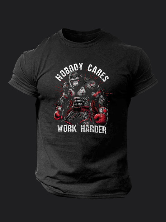 Nobody Cares Work Harder BombApe Gym T-shirt