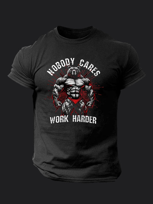 Nobody Cares Work Harder  BombApe Gym T-shirt