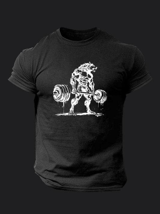 Deadlifting Werewolf BombApe Gym T-shirt