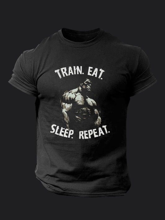 Train Eat Sleep Repeat BombApe GymT-shirt