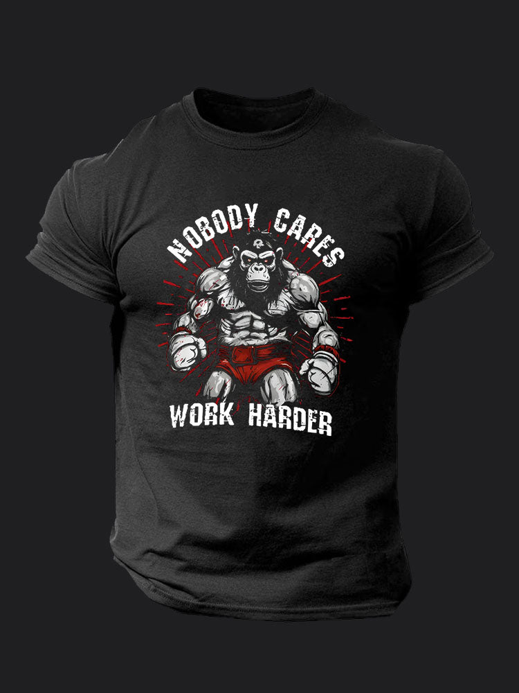 Nobody Cares Work Harder BombApe Gym T-shirt