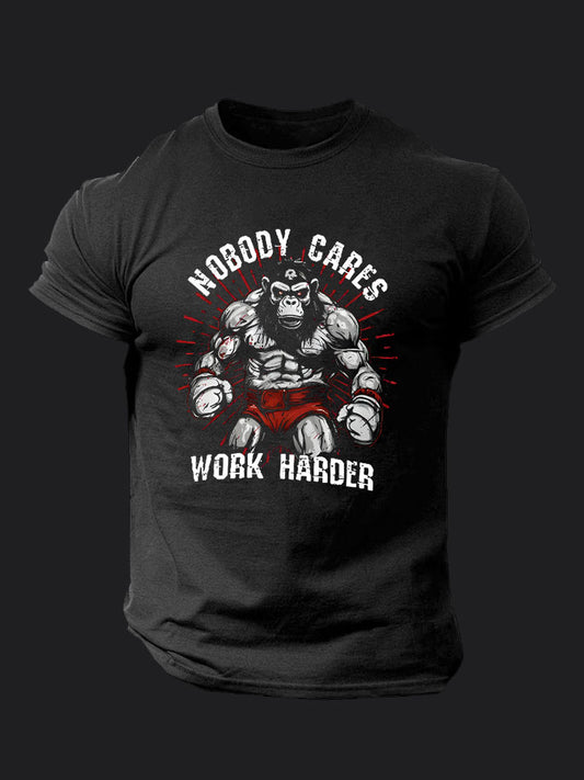 Nobody Cares Work Harder BombApe Gym T-shirt