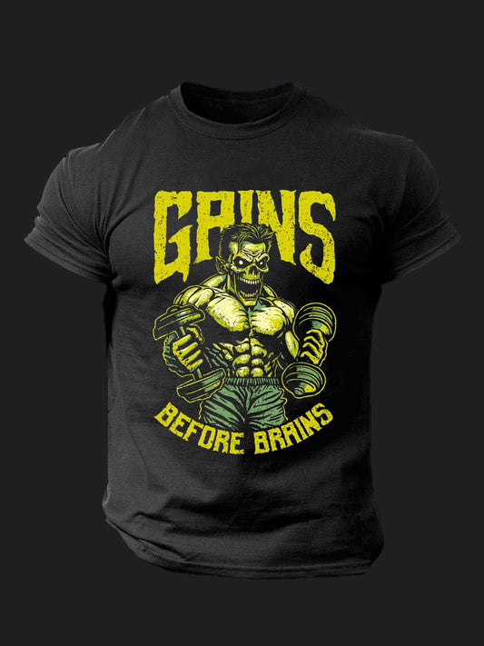 Gains Before Brains BombApe Gym T-shirt