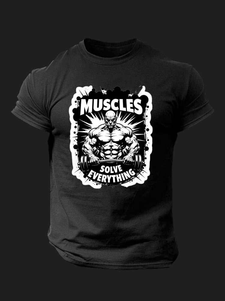Muscles Solve Everything BombApe Gym T-shirt