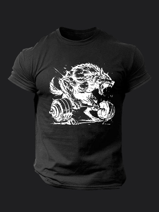 Deadlifting Werewolf BombApe Gym T-shirt