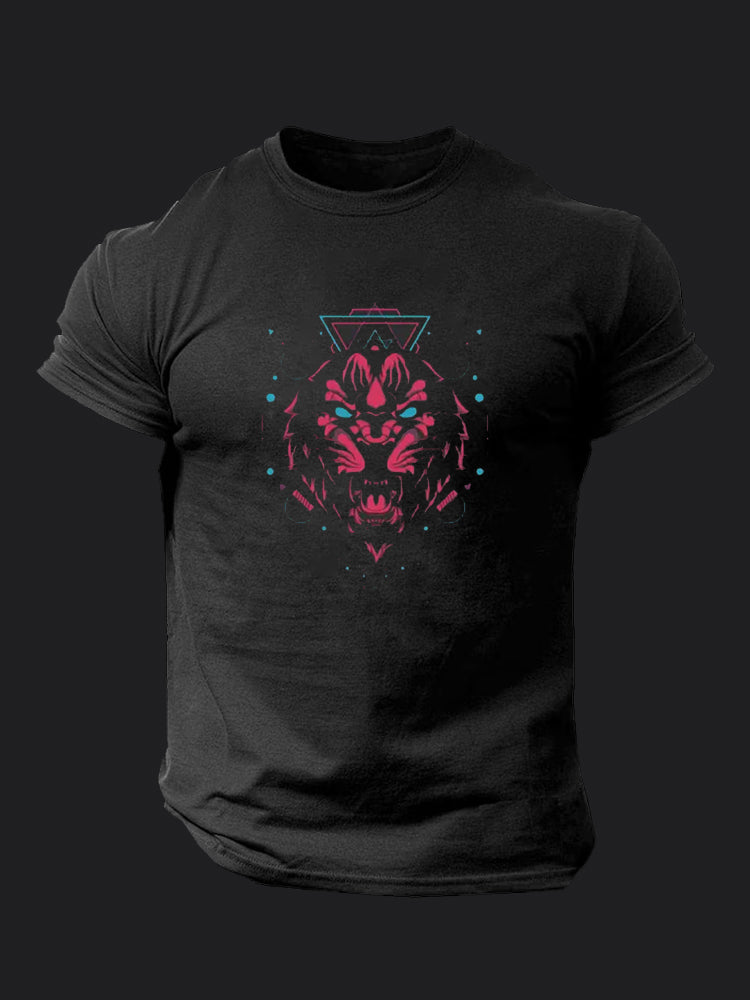 Geometric Red Lion BombApe Gym T-shirt