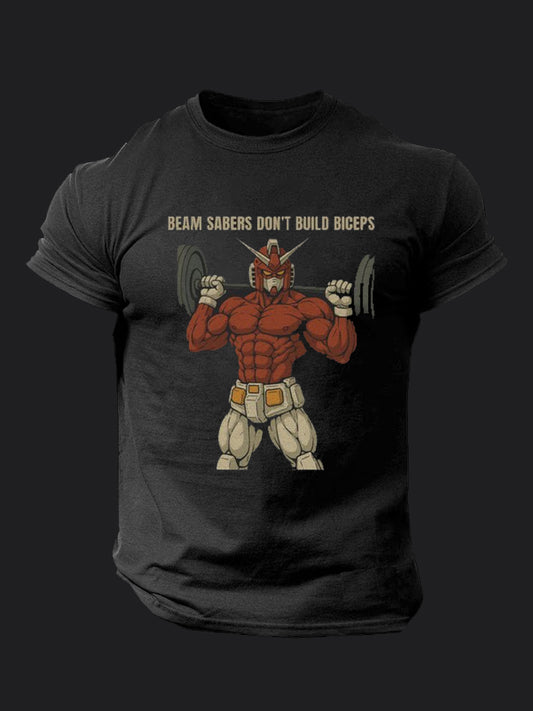 Beam Sabers Dont Build Biceps BombApe Gym T-shirt