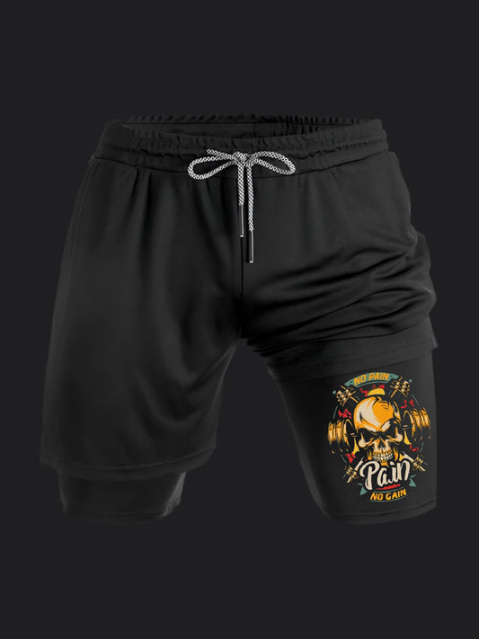 No Pain No Gain Skull BombApe Performance Shorts