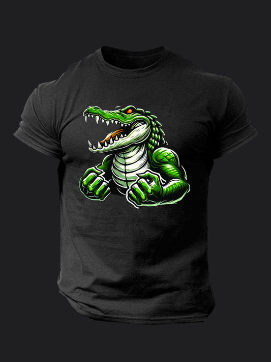 Muscular Green Crocodile BombApe Gym T-shirt