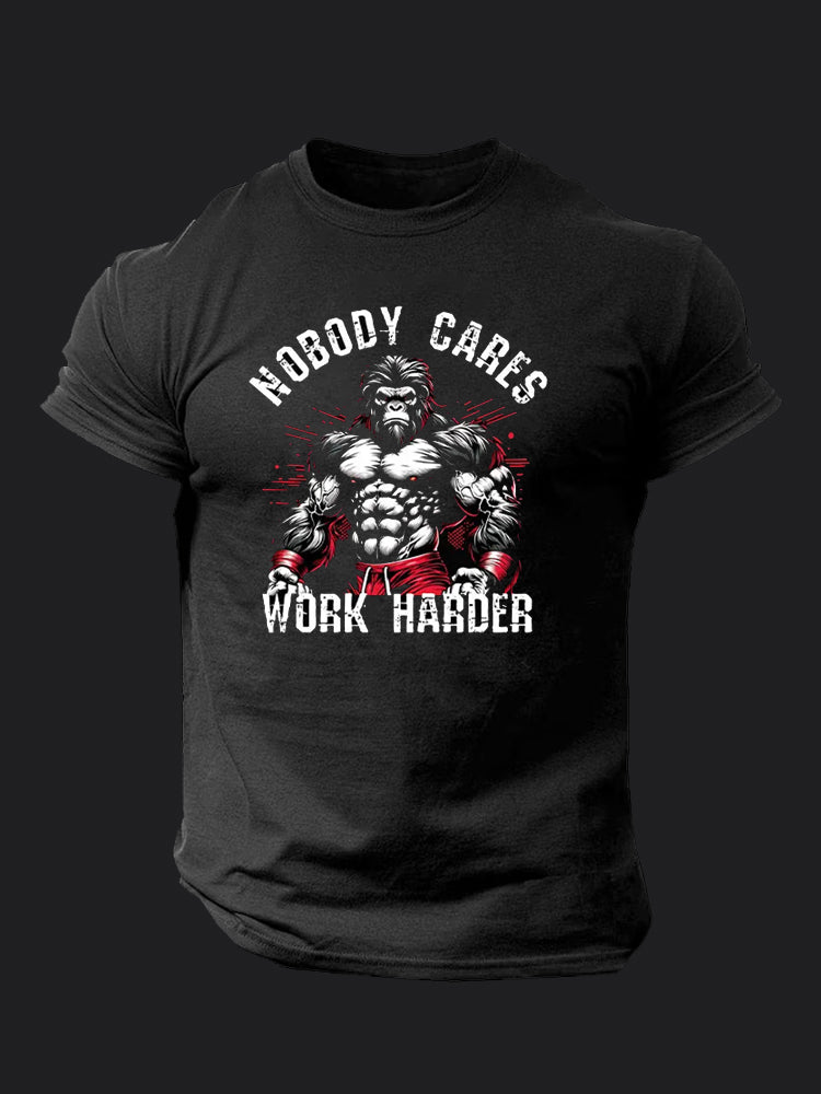 Nobody Cares Work Harder BombApe Gym T-shirt