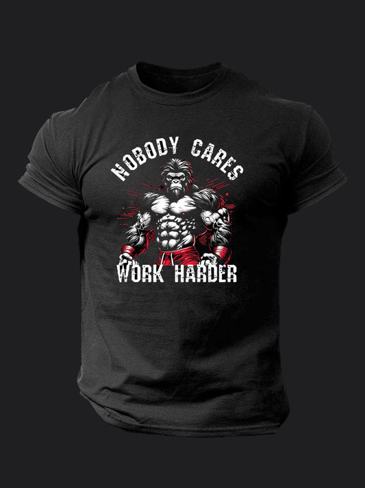 Nobody Cares Work Harder BombApe Gym T-shirt