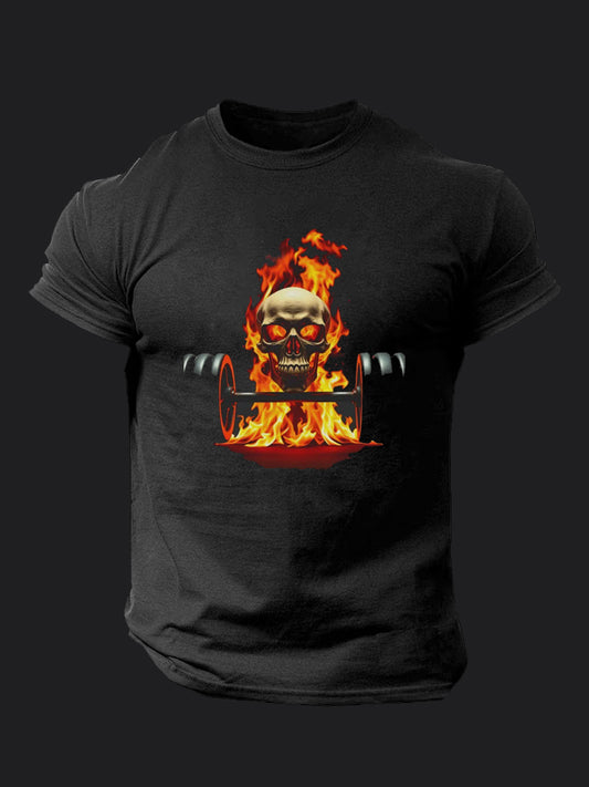 Flaming Skull BombApe Gym T-shirt