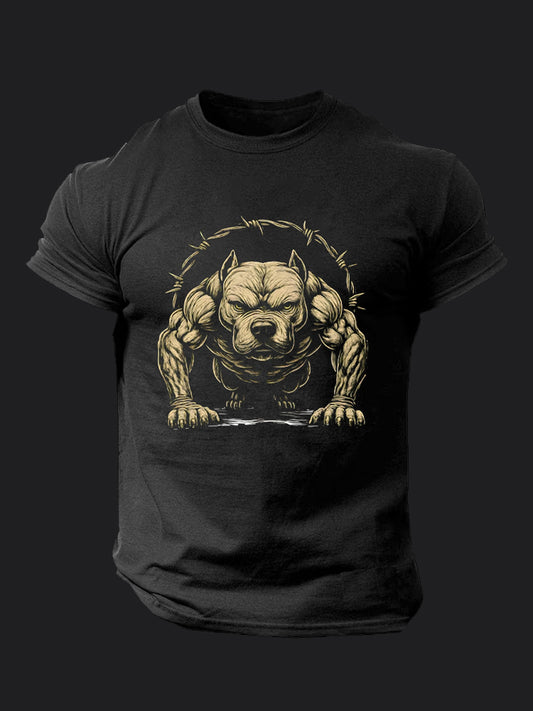 Pushup Pit Dog  BombApe Gym T-shirt