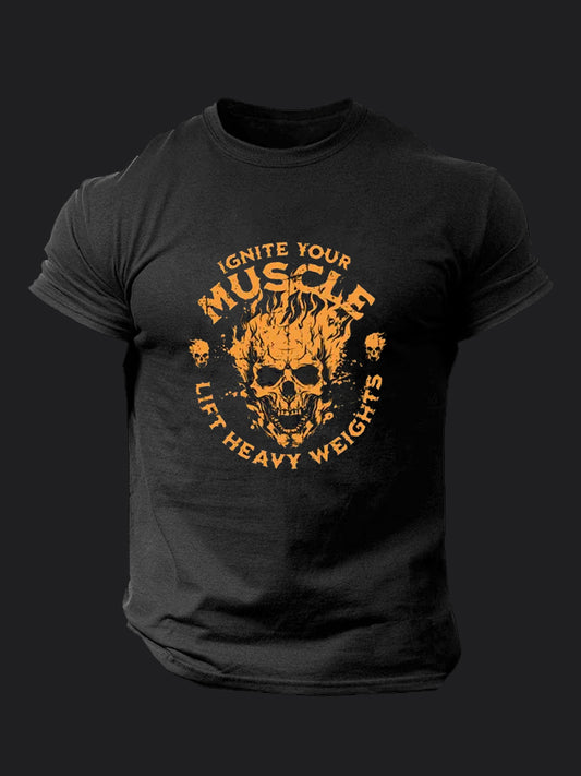 Skull Lift Heavy Weights BombApe GymT-shirt