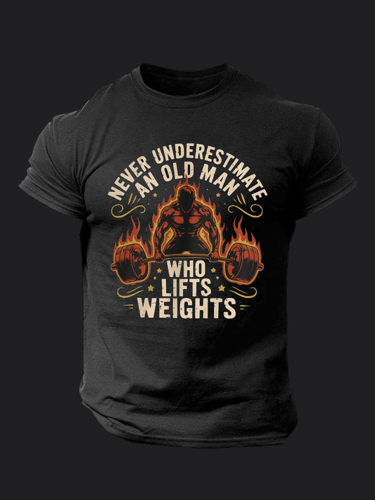 Never Underestimate An Old Man BombApe Gym T-shirt