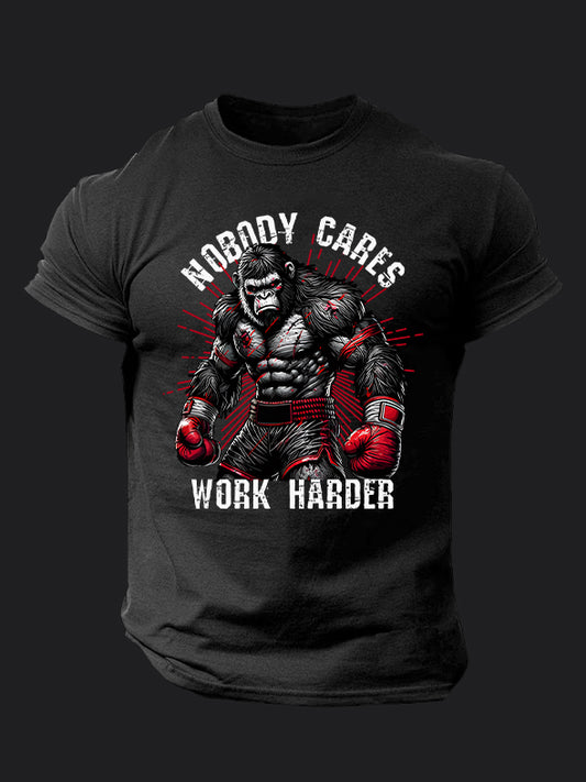Nobody Cares Work Harder BombApe Gym T-shirt