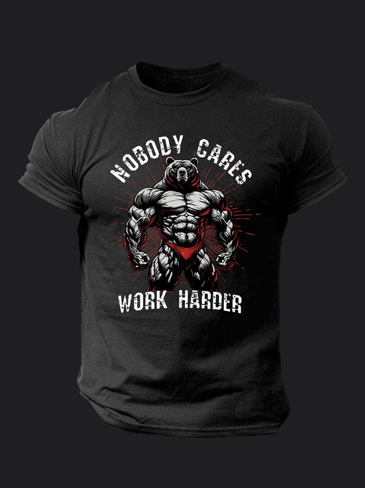 Nobody Cares Work Harder  BombApe Gym T-shirt